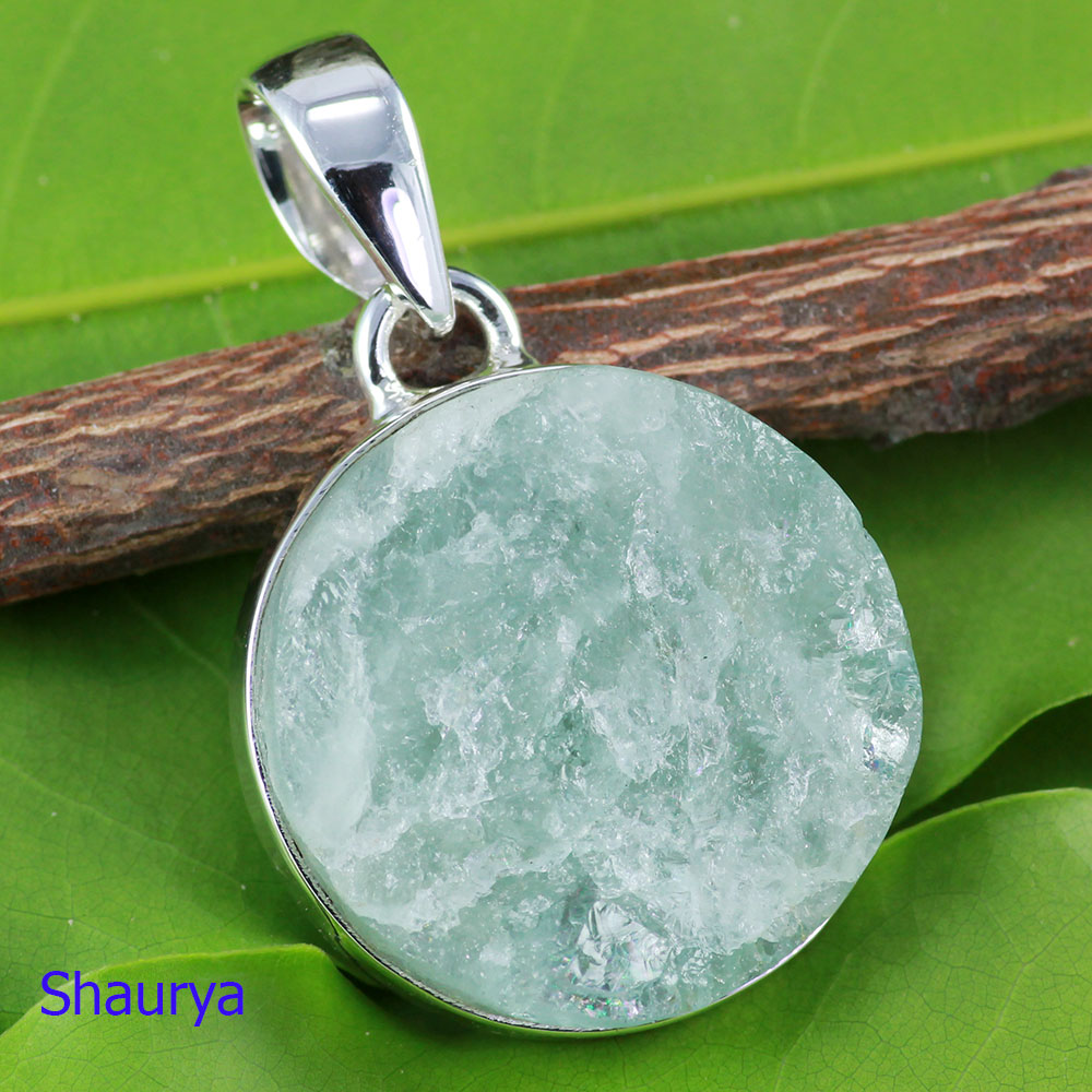 AQR978-Natural Aquamarine Rough Gemstone Pendant With 925 Sterling Silver Wholesale